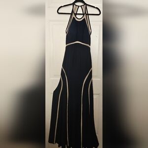 XSCAPE Navy & tan evening gown
